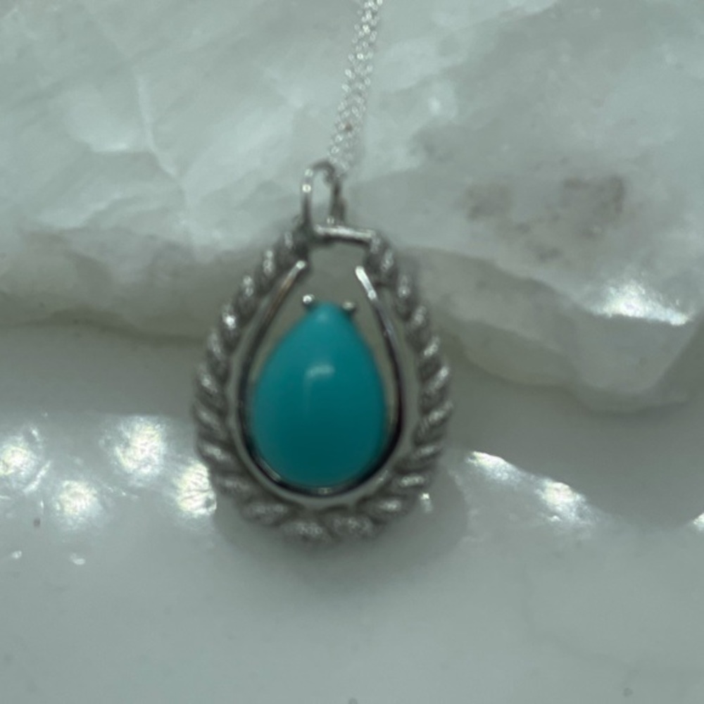 Turquoise Pendant on 925 Sterling Silver Chain